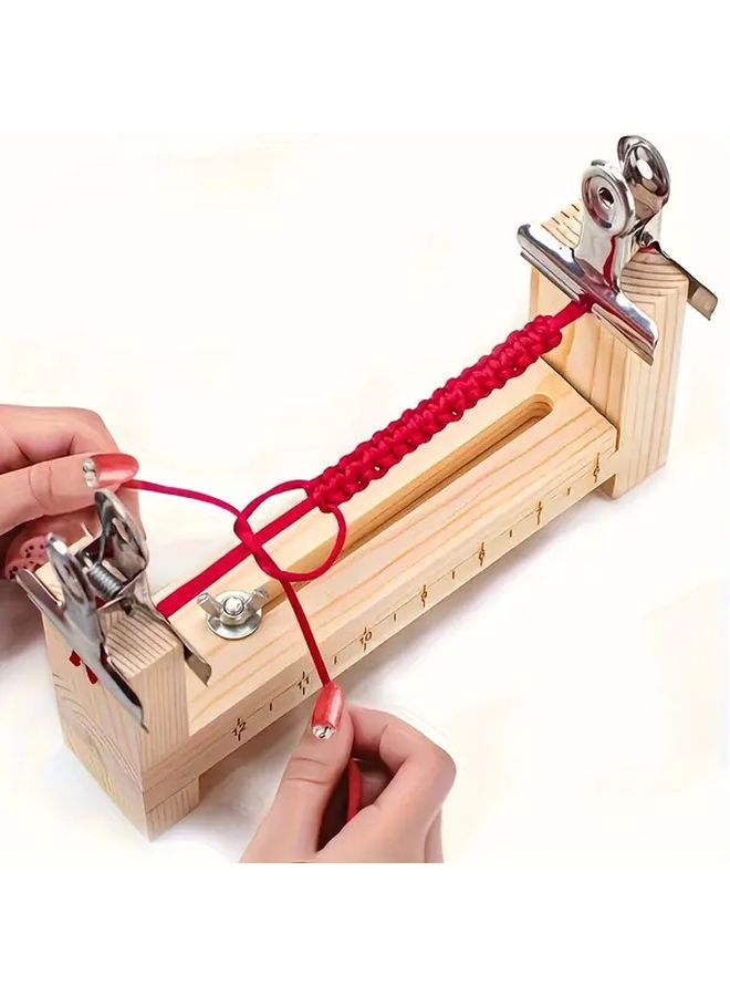 Wooden DIY Braided Rope Holder With Adjustable Metal Clips Practical Bracelet Necklace Craft Tool - Image 3